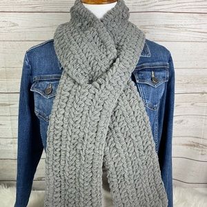 Handmade Crochet Keyhole Scarf Solid Gray NEW
